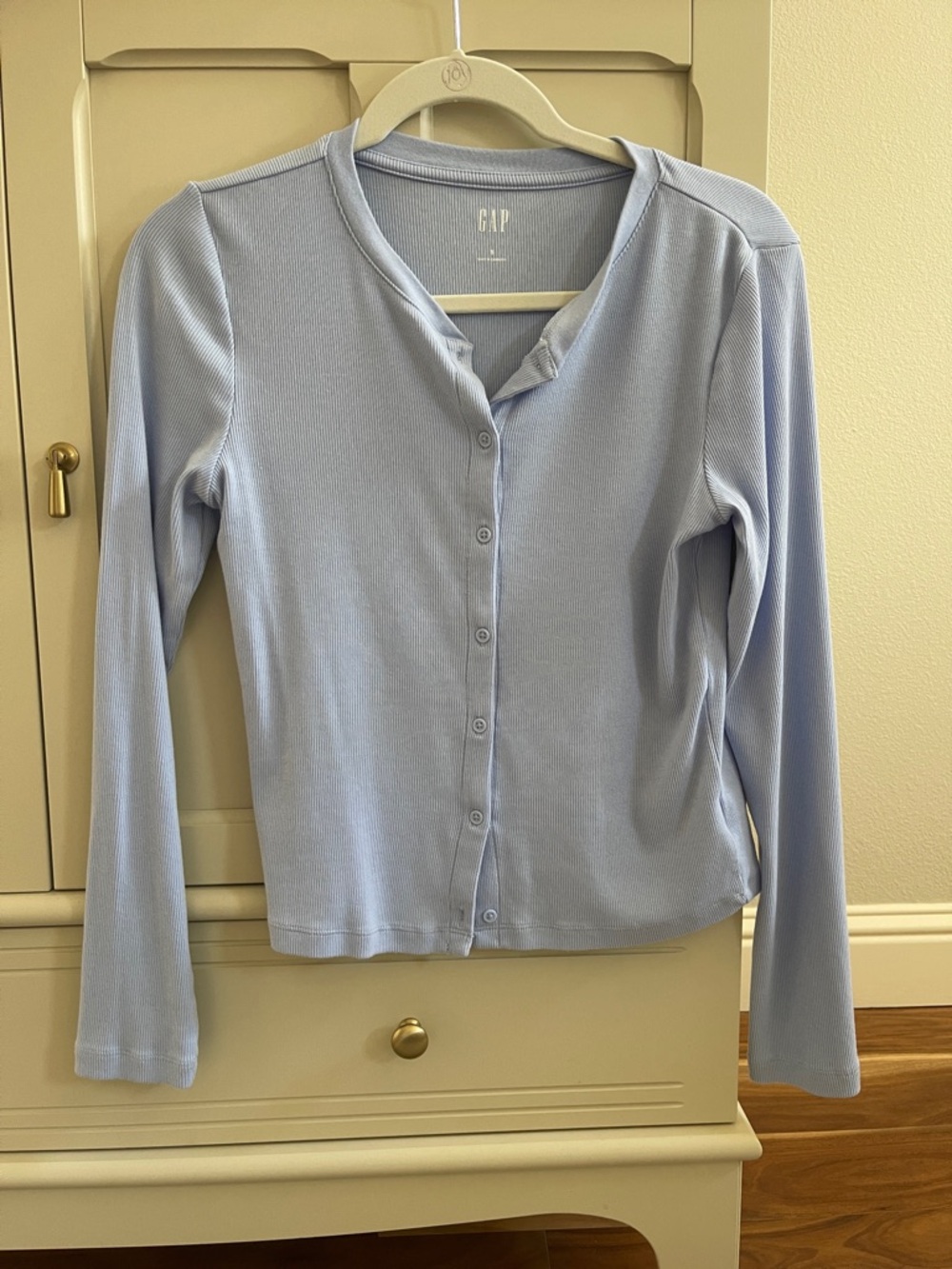 GAP Pale Blue Ribbed Button-Front Cardigan